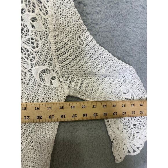 Soft Surroundings womens S white 3/4 sleeve crotchet maxi dress beach boho vneck - Picture 9 of 9